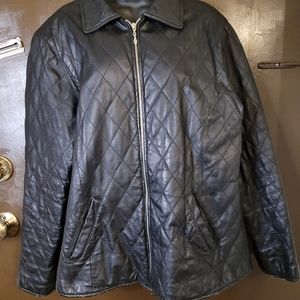 Dimension New York Vintage Black Quilted Leather Jacket Size Large